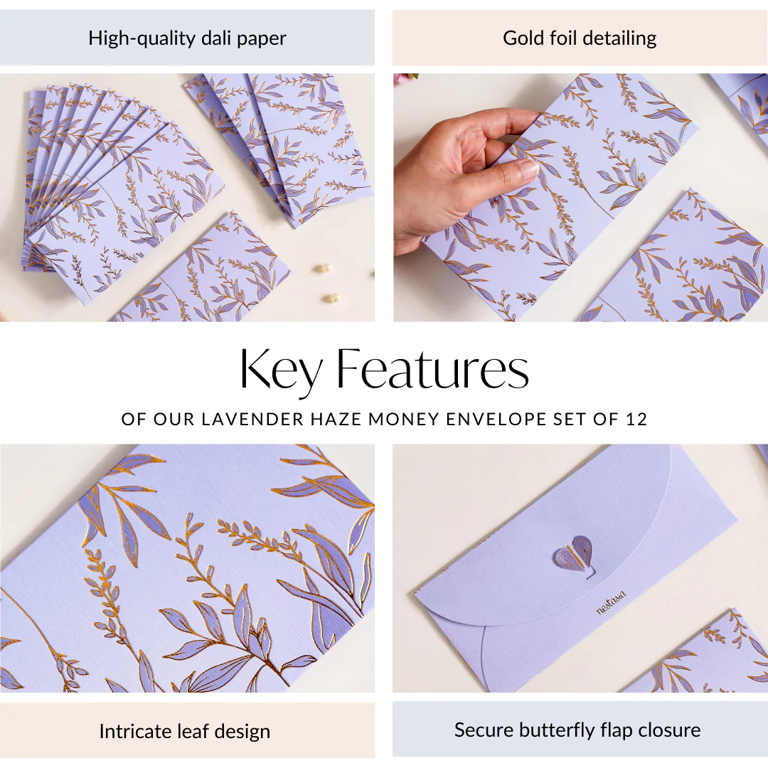 Lavender Leaf Paper Money Envelope For Weddings Set Of 12 - Image 5