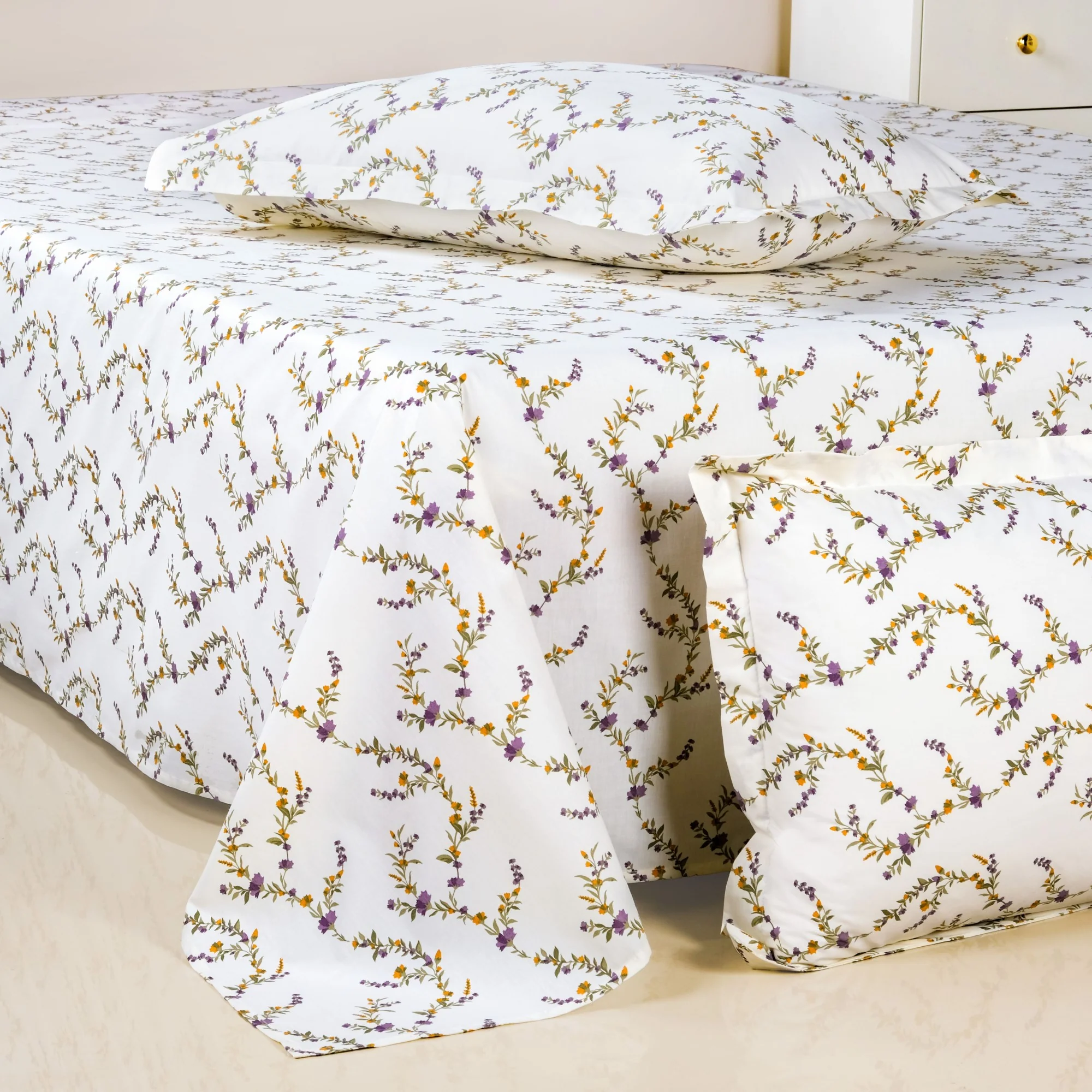 Lavender Vine King Size Cotton Bedding Set 275x275cm - Image 2