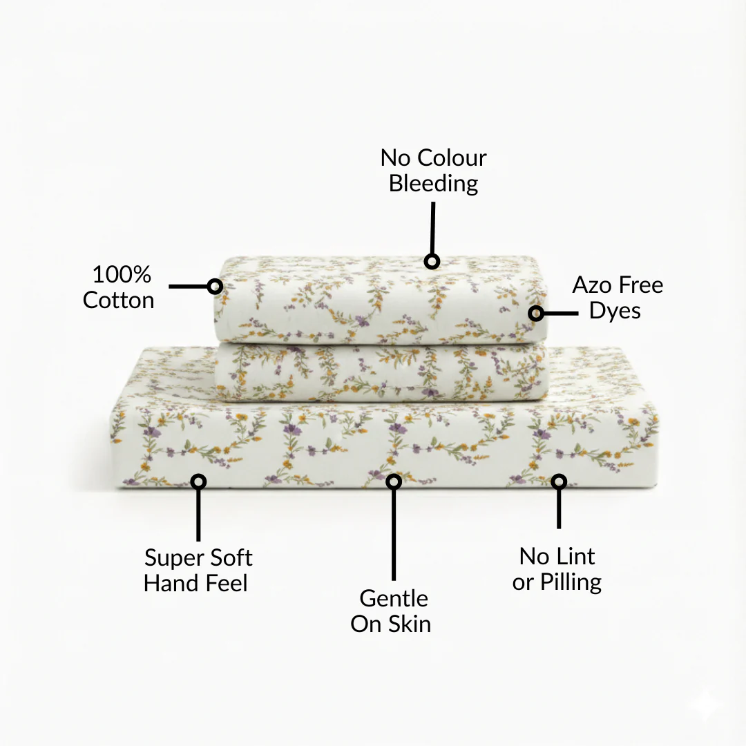 Lavender Vine King Size Cotton Bedding Set 275x275cm - Image 4
