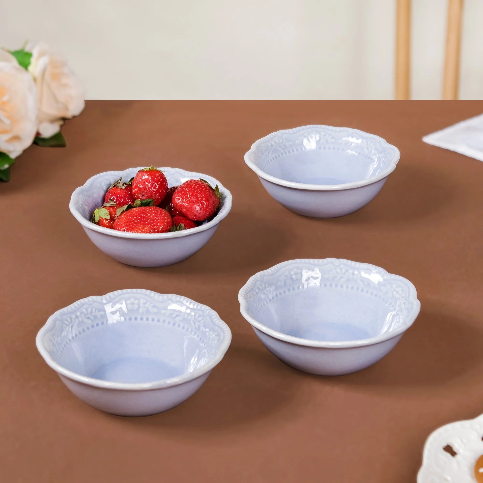 Lavender Vintage Ceramic Bowl Set Of 4 150ml