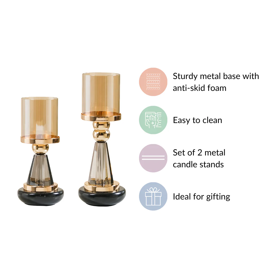 Lavish Crystal Hurricane Candle Holder Set Of 2 - Image 5