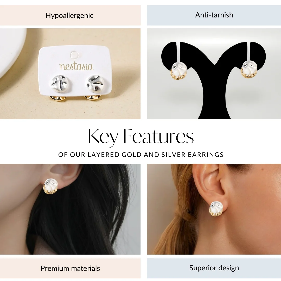 Layered Gold And Silver Earrings - Image 4
