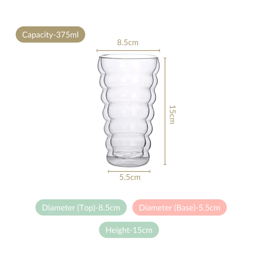 Layered Tall Double Wall Drinking Glass Set Of 2 375ml - Image 4