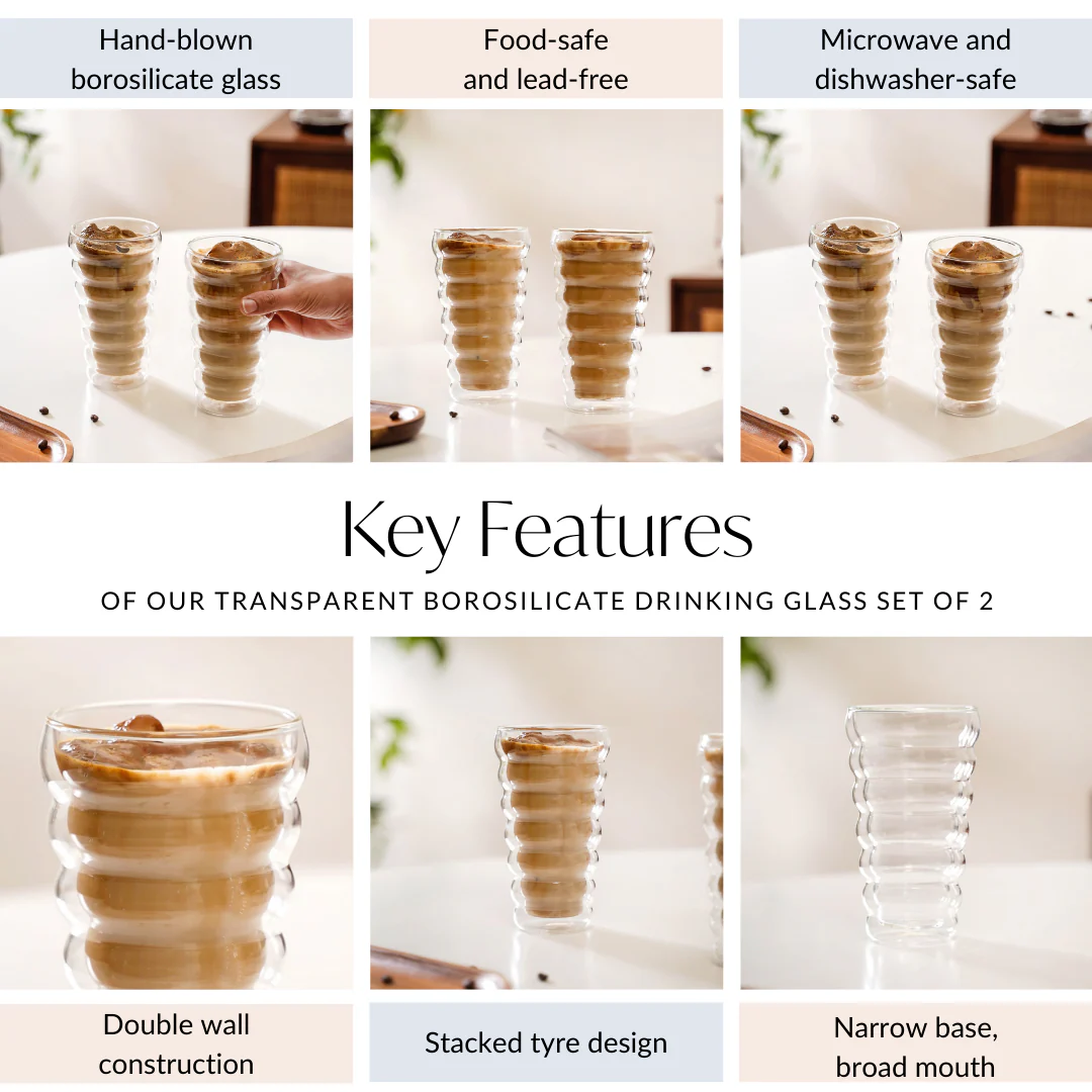 Layered Tall Double Wall Drinking Glass Set Of 2 375ml - Image 5