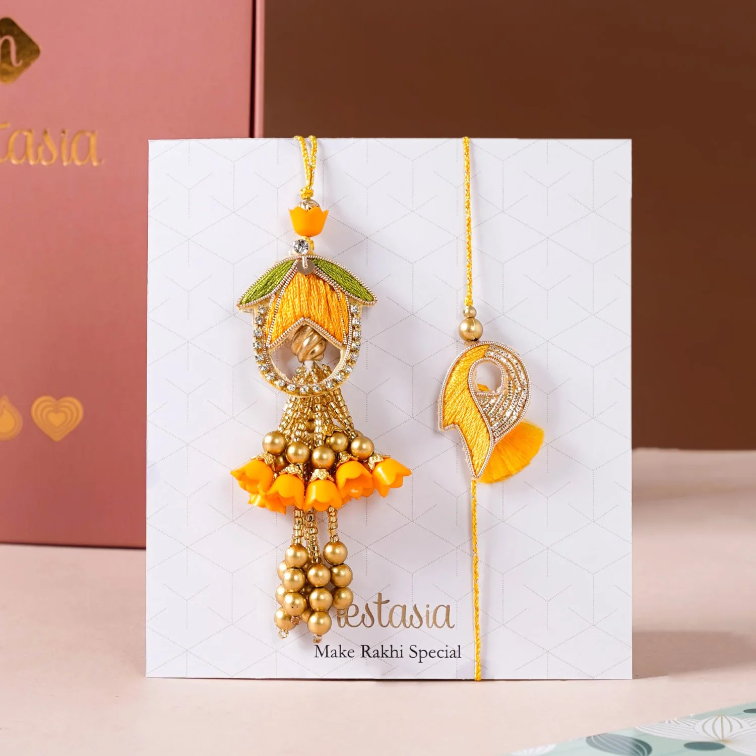 Leaf Cluster Rakhi Lumba Gift Set - Image 2