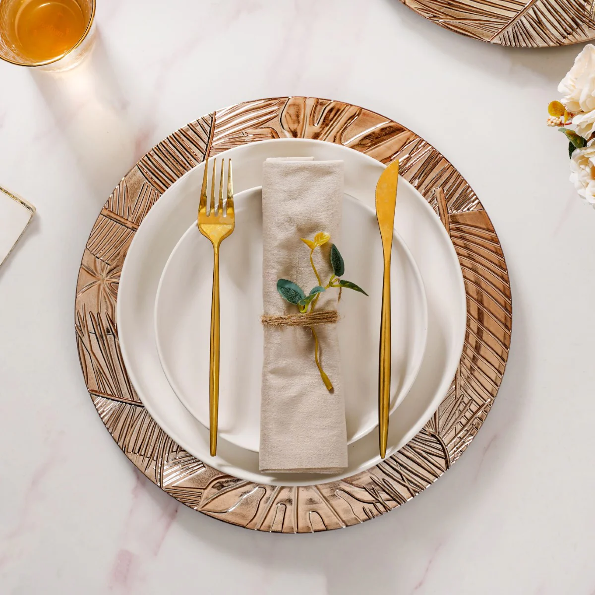 Leaf Embossed Charger Plate Set Of 6 12 Inch - Image 11