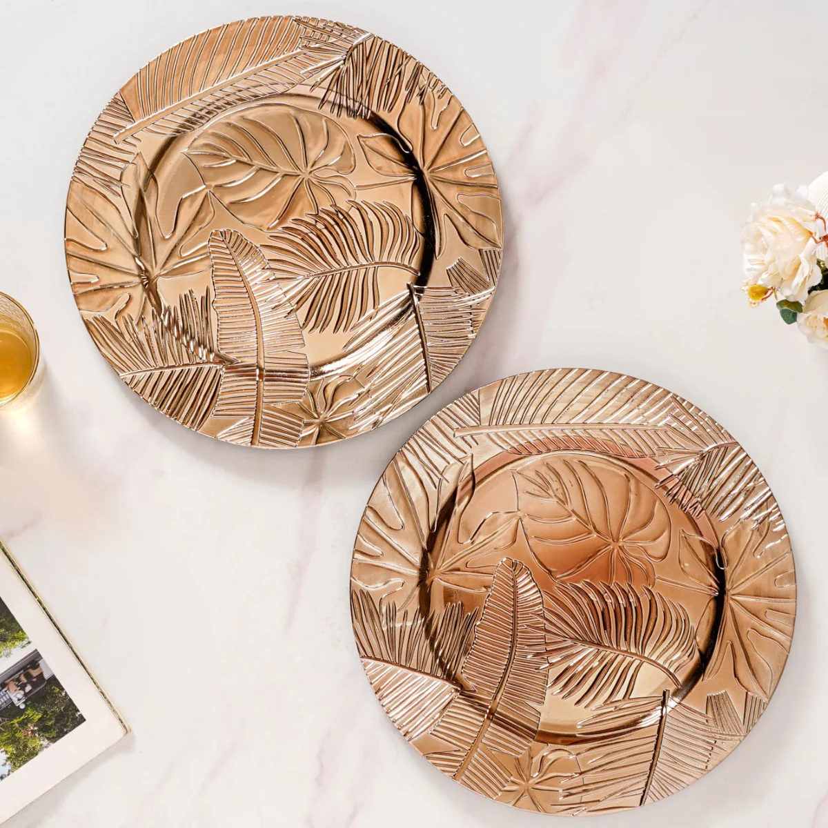 Leaf Embossed Charger Plate Set Of 6 12 Inch - Image 5