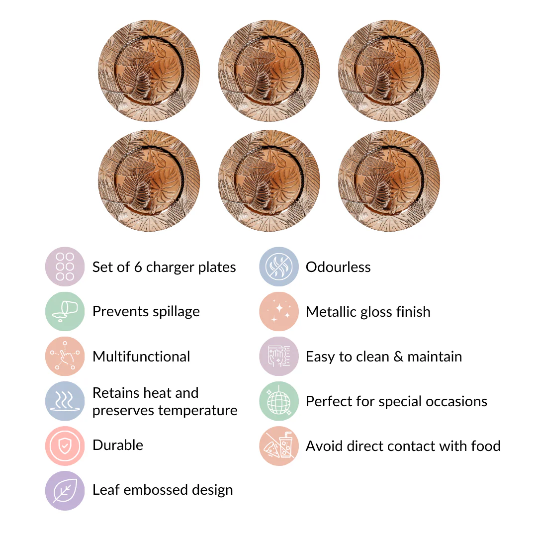 Leaf Embossed Charger Plate Set Of 6 12 Inch - Image 6