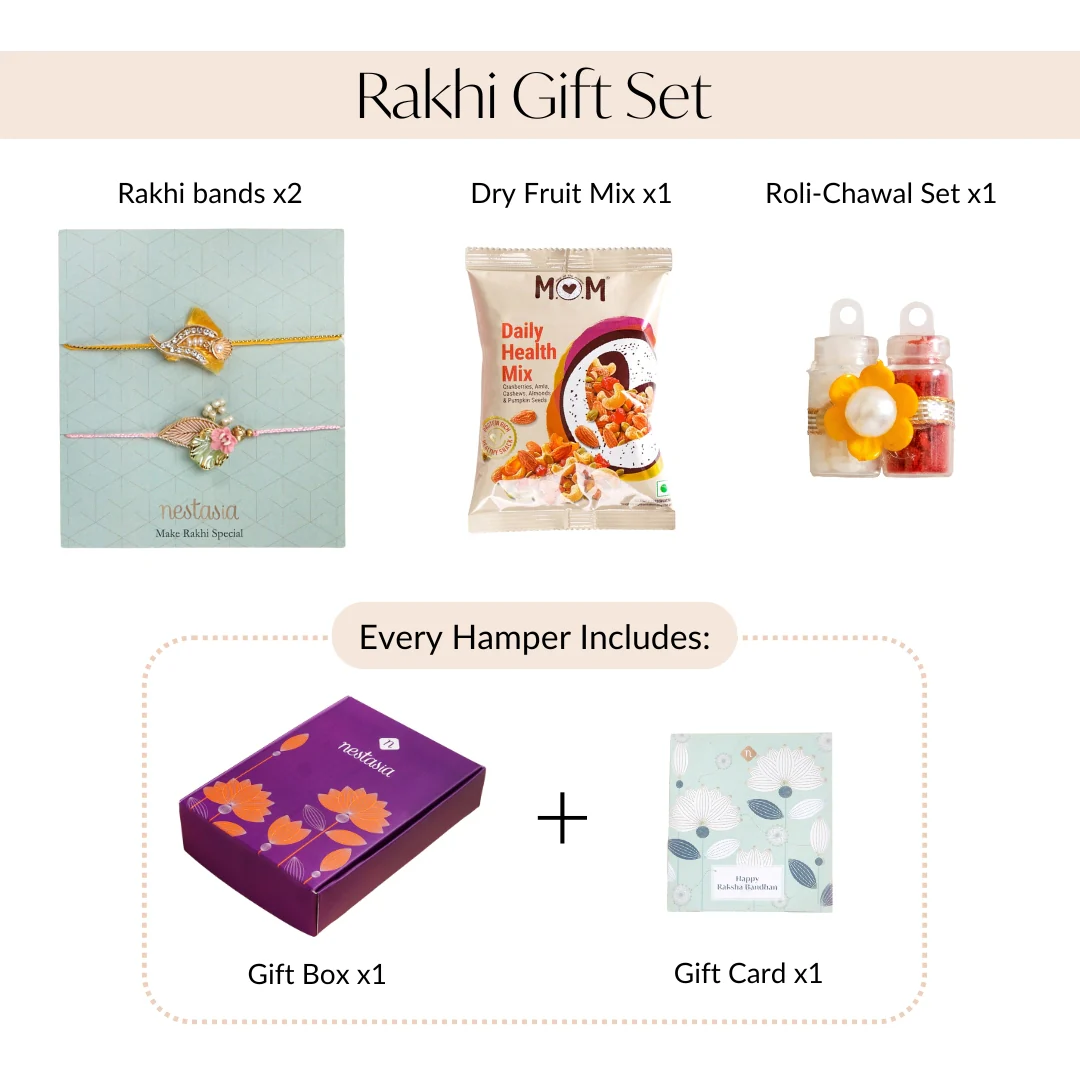 Leaf Embossed Rakhi For Brother Set Of 2 - Image 4