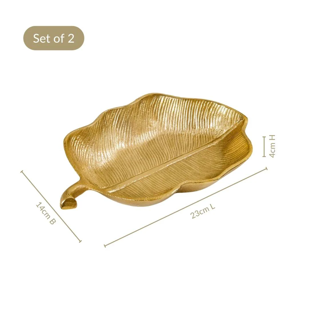Leaf Metal Platter Gold Set Of 2 - Image 5
