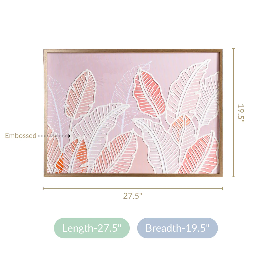 Leaf Paradise Embossed 3D Framed Wall Art 27x19 Inch - Image 5