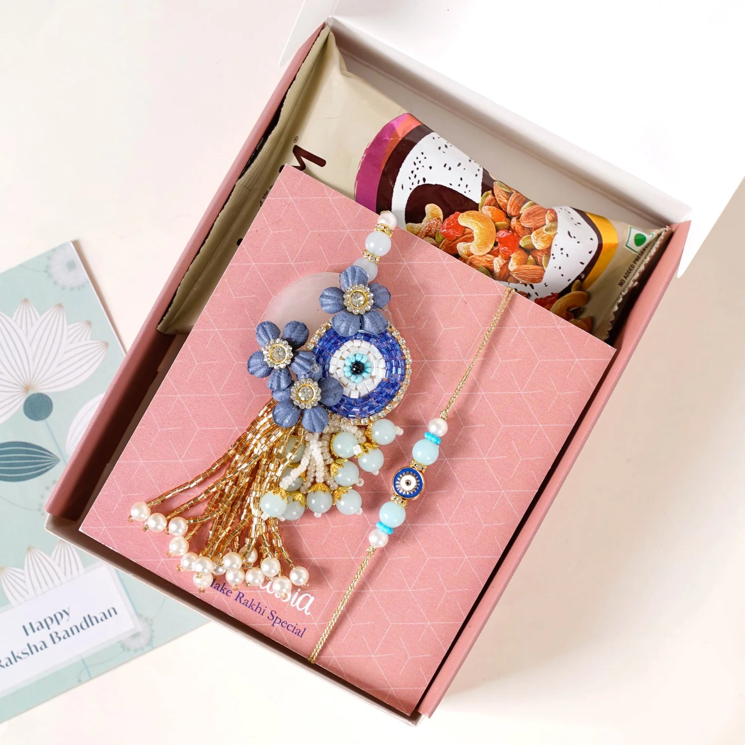 Leaf Platter Rakhi Lumba Gift Hamper - Image 3