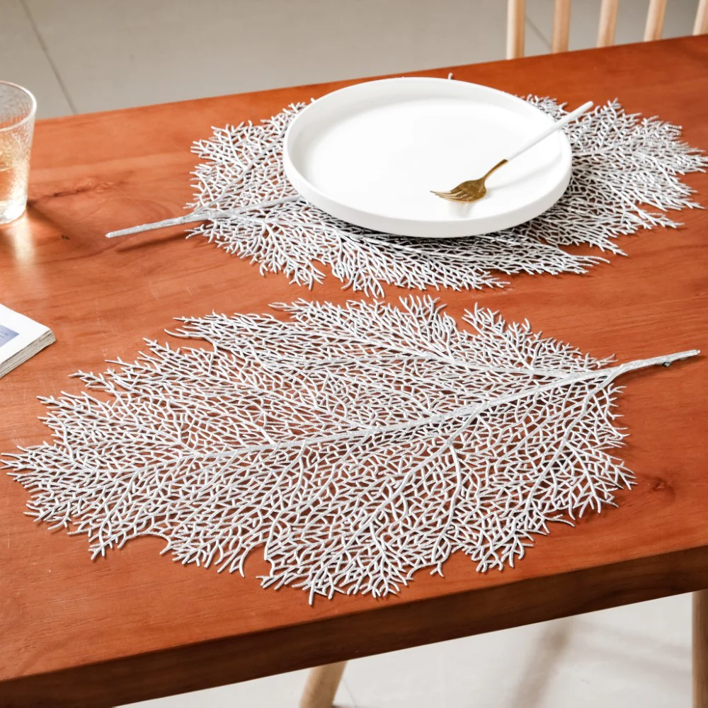 Leaf Shaped Silver Table Mat Set Of 6 - Image 2