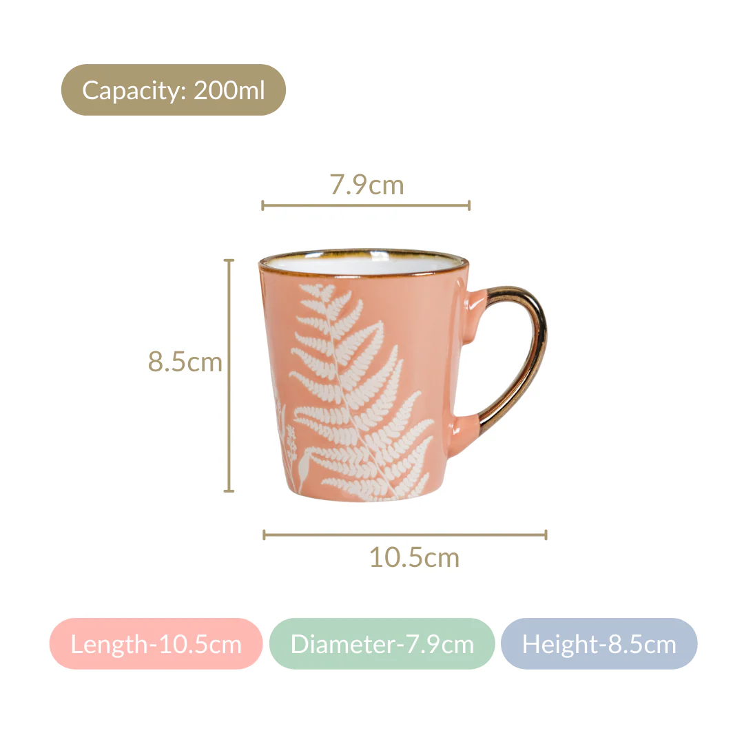 Pastel Peach Leaf Latte Mug Set of 6 200ml - Image 9