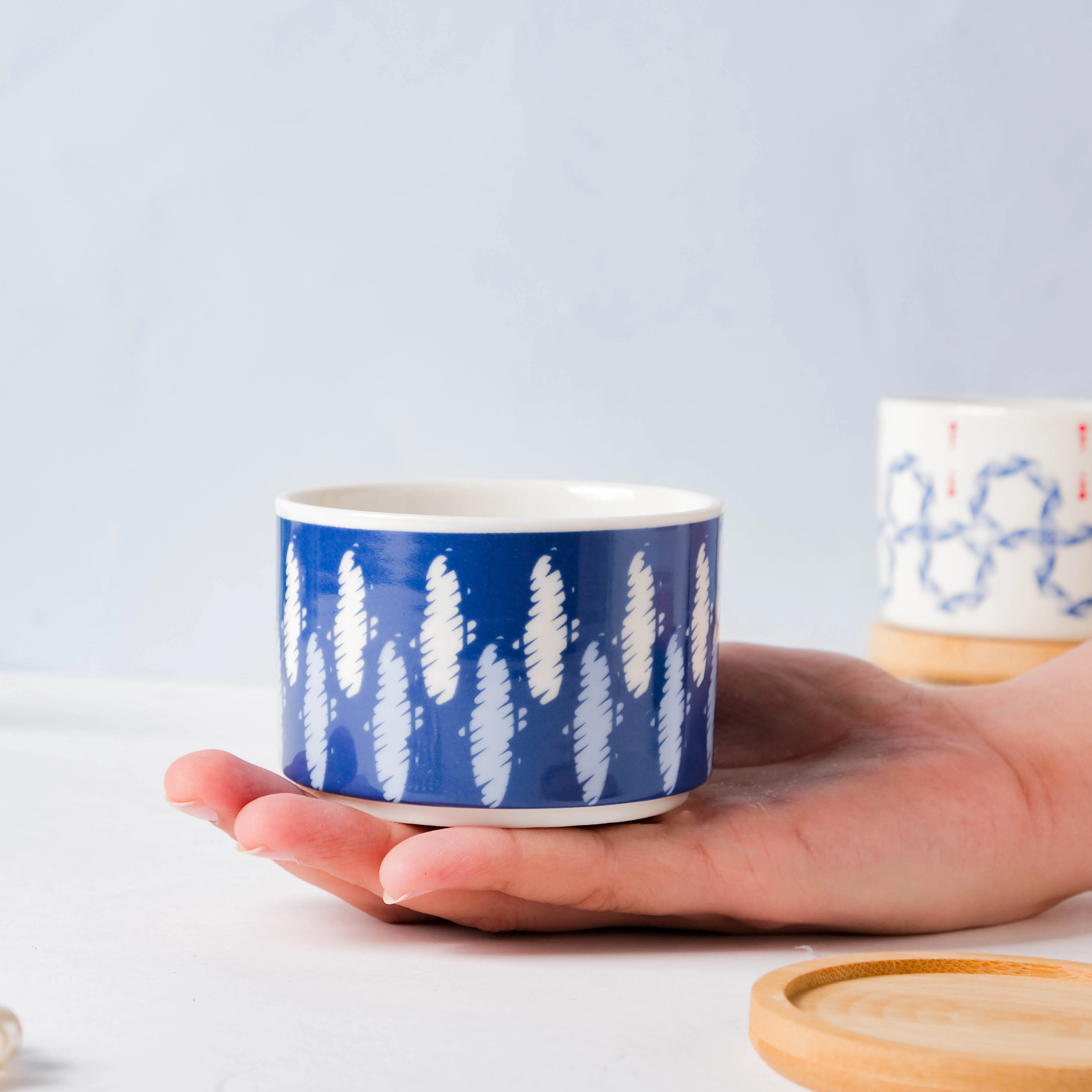 Leafy Landscape Ceramic Planter Set With Coaster Set Of 8 - Image 9