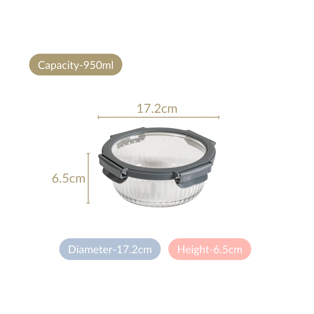 Leakproof Fluted Glass Microwave Safe Container Set Of 2 950ml - Image 5