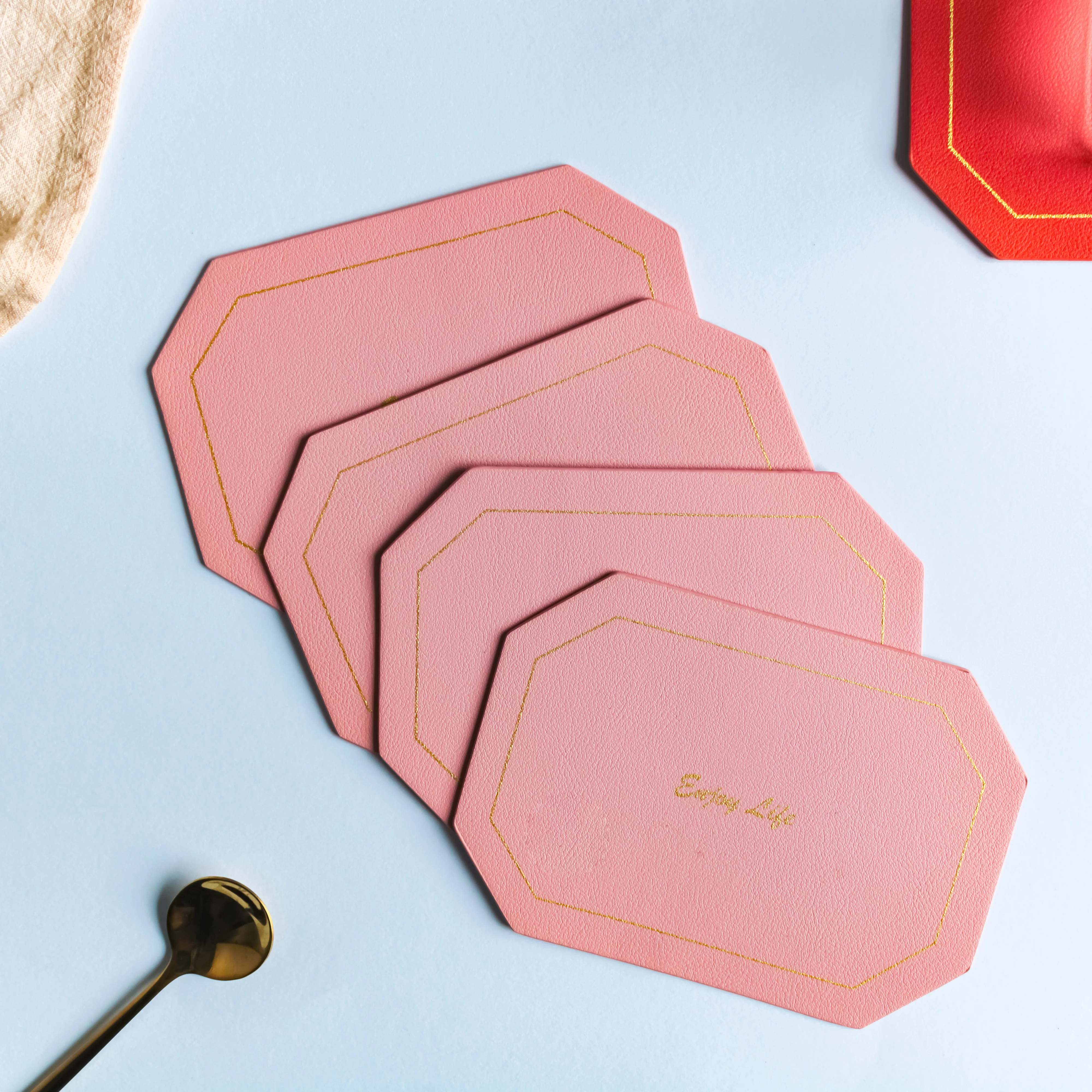 Leather Coaster Set of 4 - Image 4