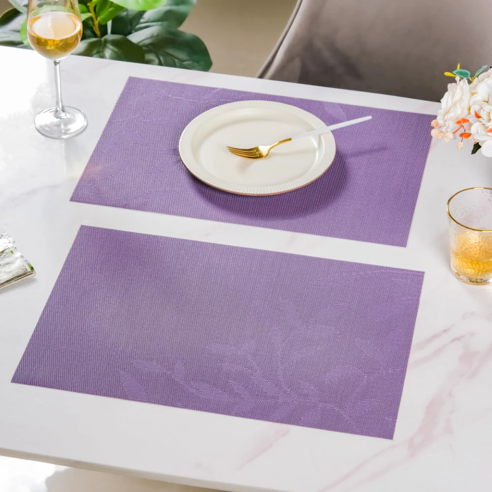 Leaves Reversible Table Mat Set Of 6 Purple 17x11 Inch - Image 4