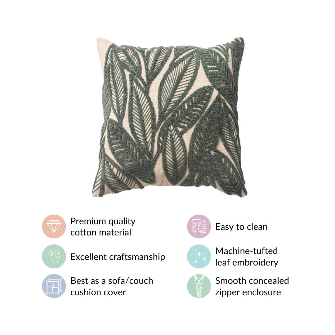 Leaves Tufted Pillow Cover 16x16 Inch - Image 3