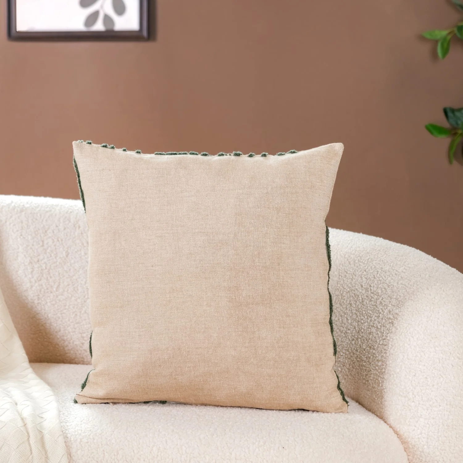 Leaves Tufted Pillow Cover 16x16 Inch - Image 5