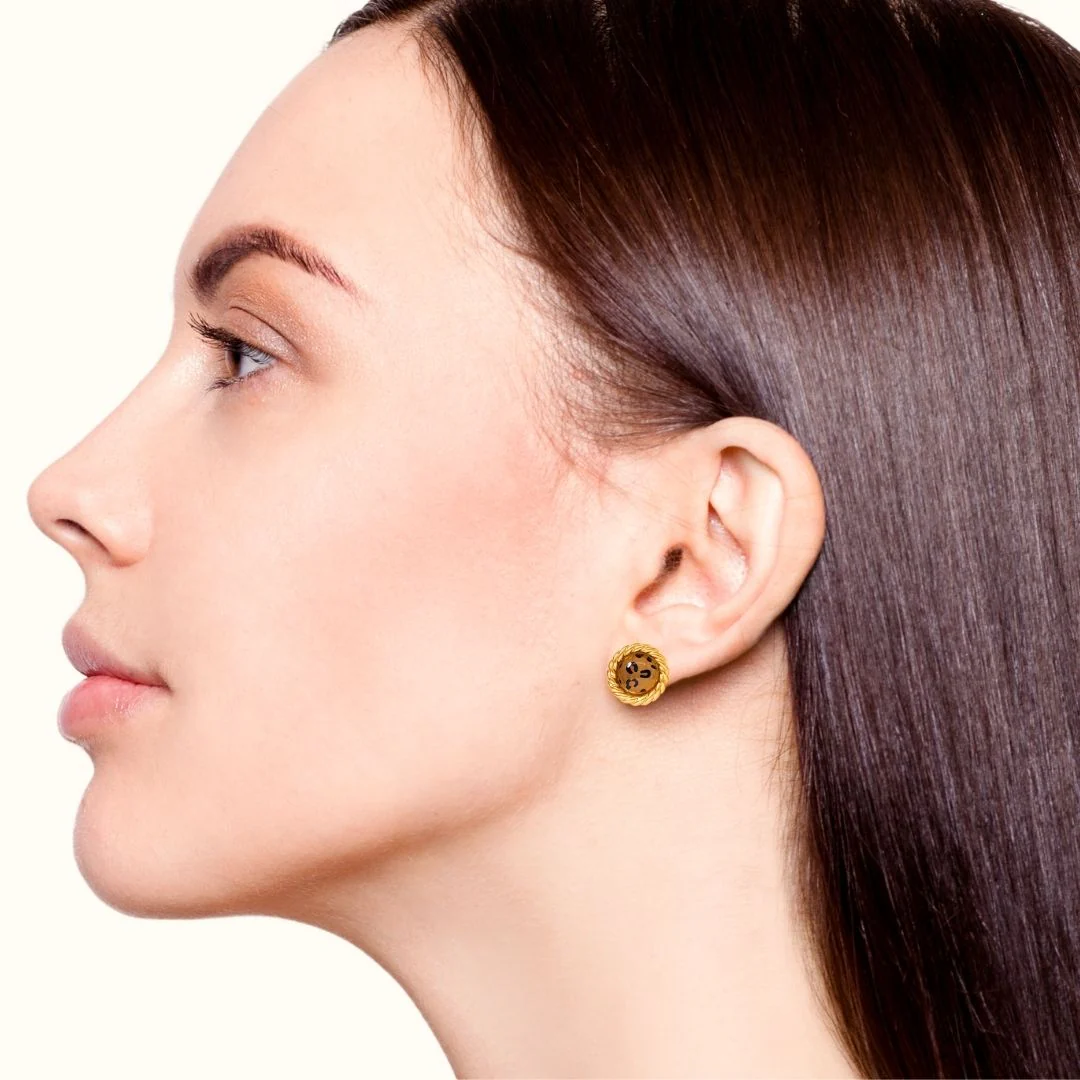 Leopard Print Stud Earrings - Image 5