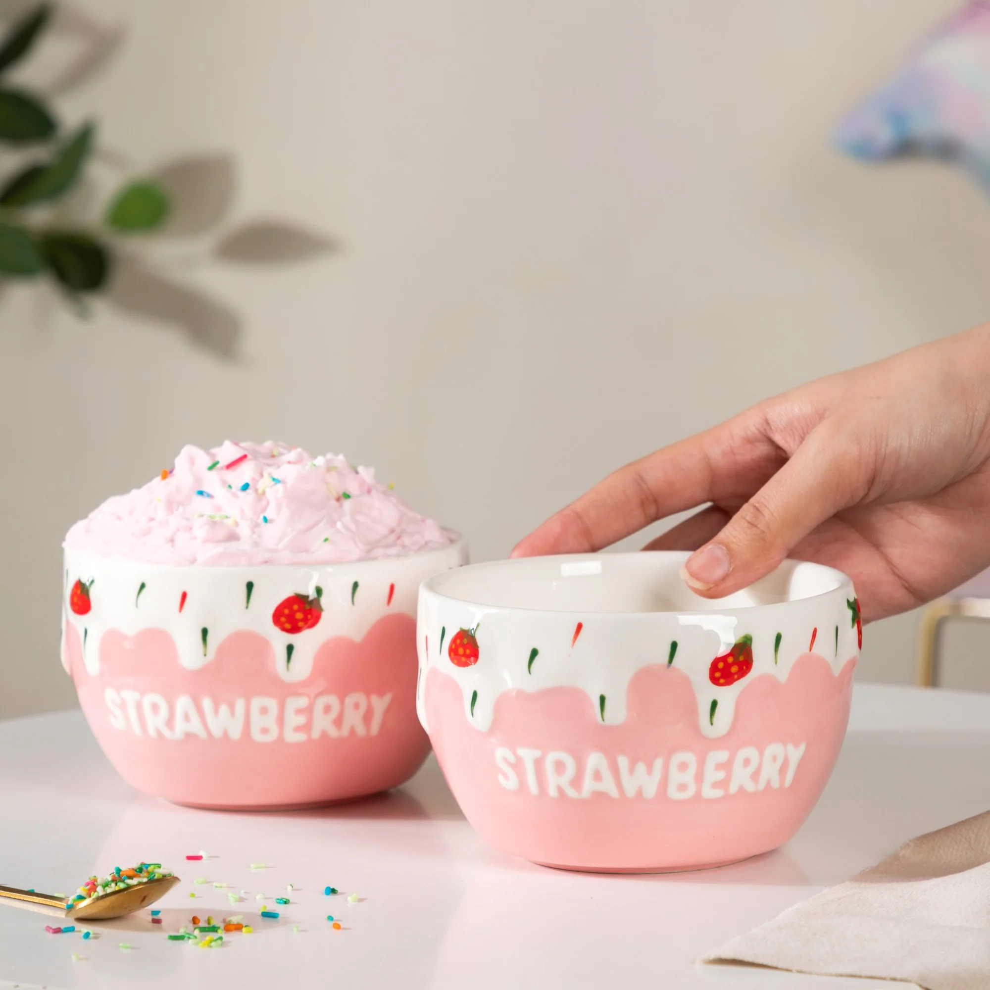 Light Pink Strawberry Side Bowl Set Of 2 400 ml - Image 6