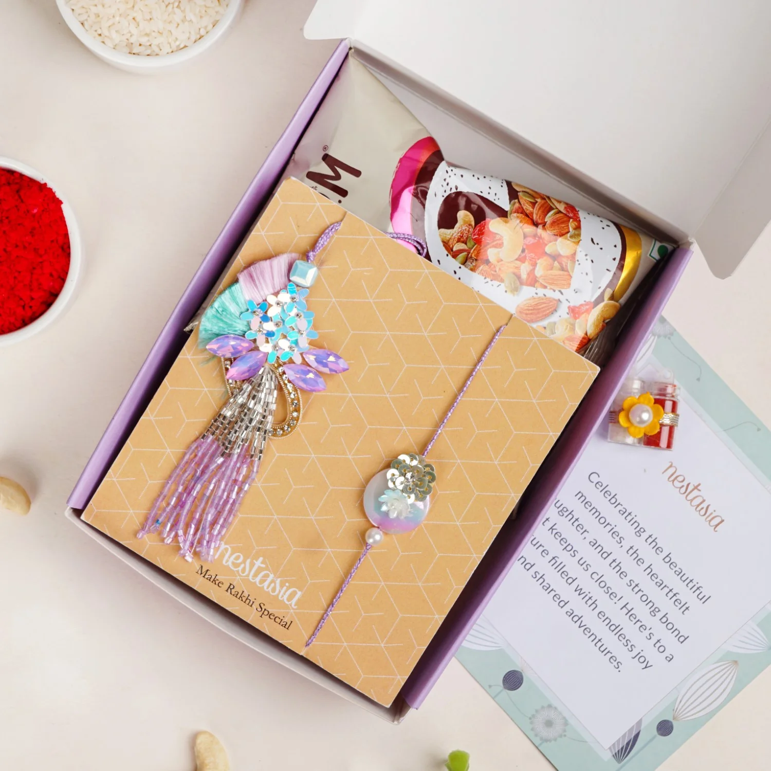 Lilac Bloom Rakhi Lumba Set - Image 7