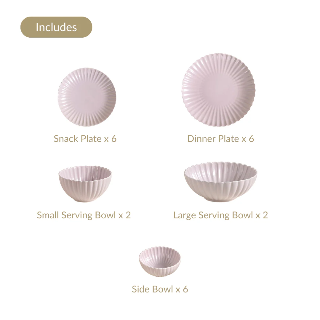 Lilac Scalloped 22 Piece Dinner Set For 6 - Image 4