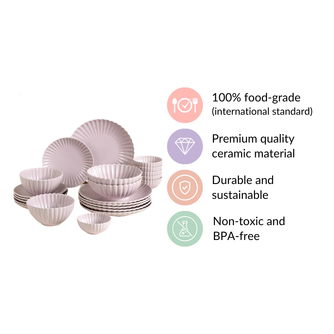 Lilac Scalloped 22 Piece Dinner Set For 6 - Image 8