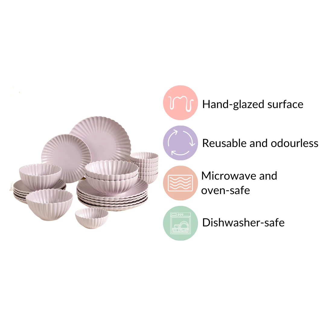 Lilac Scalloped 22 Piece Dinner Set For 6 - Image 9