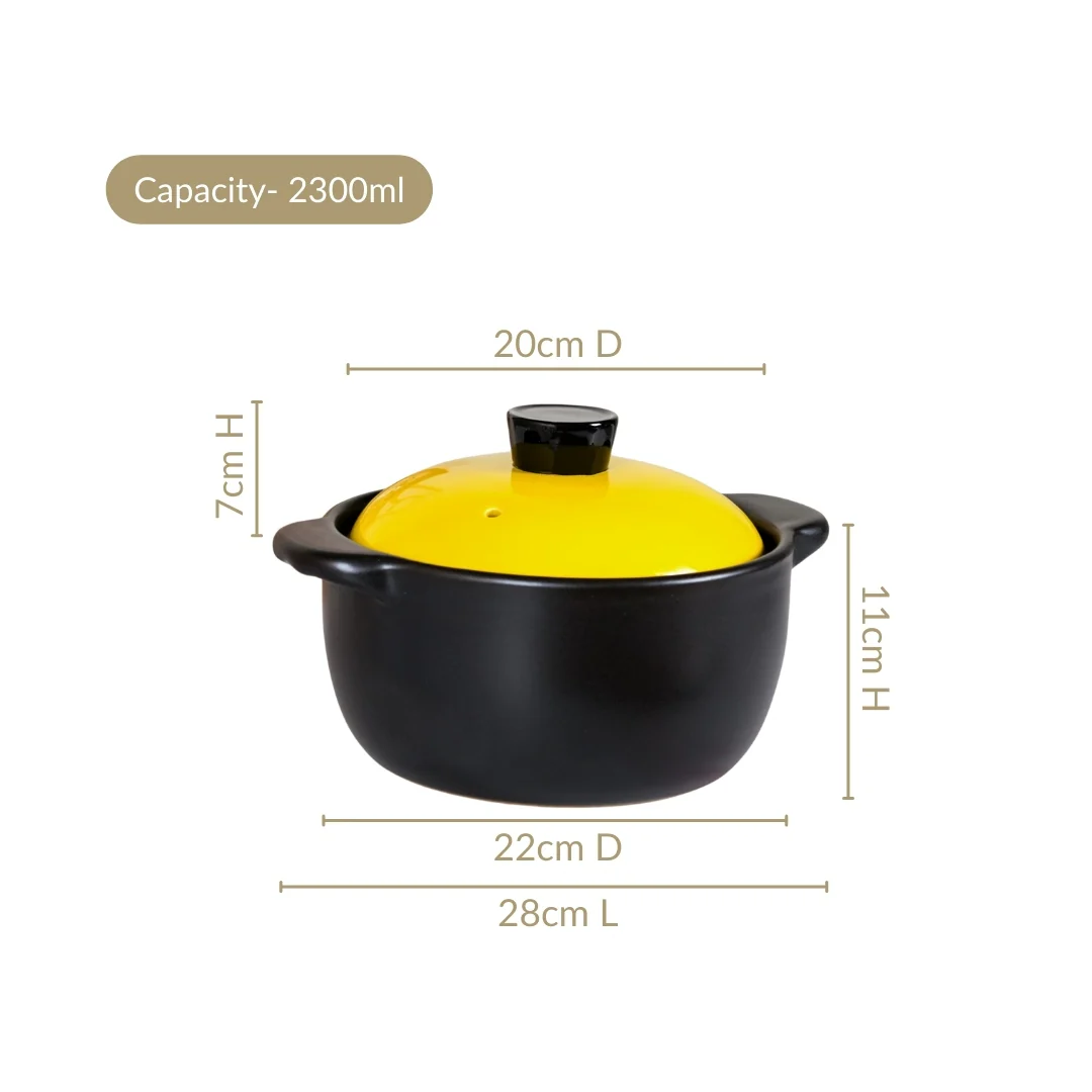 Limonelle Ceramic Cooking Casserole With Lid Flame Safe 2300ml - Image 3