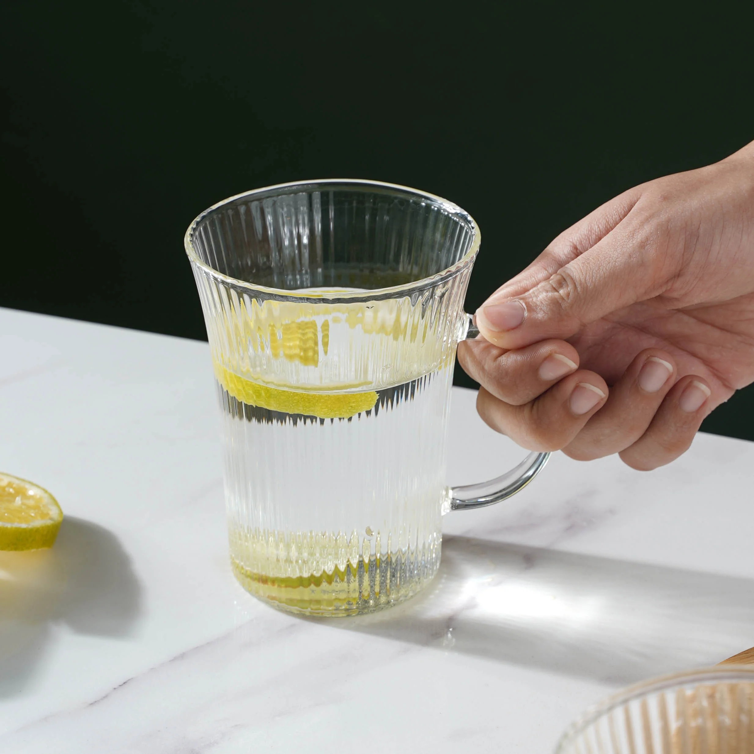 Lined Glass Tea Cup Set Of 2 - Image 13