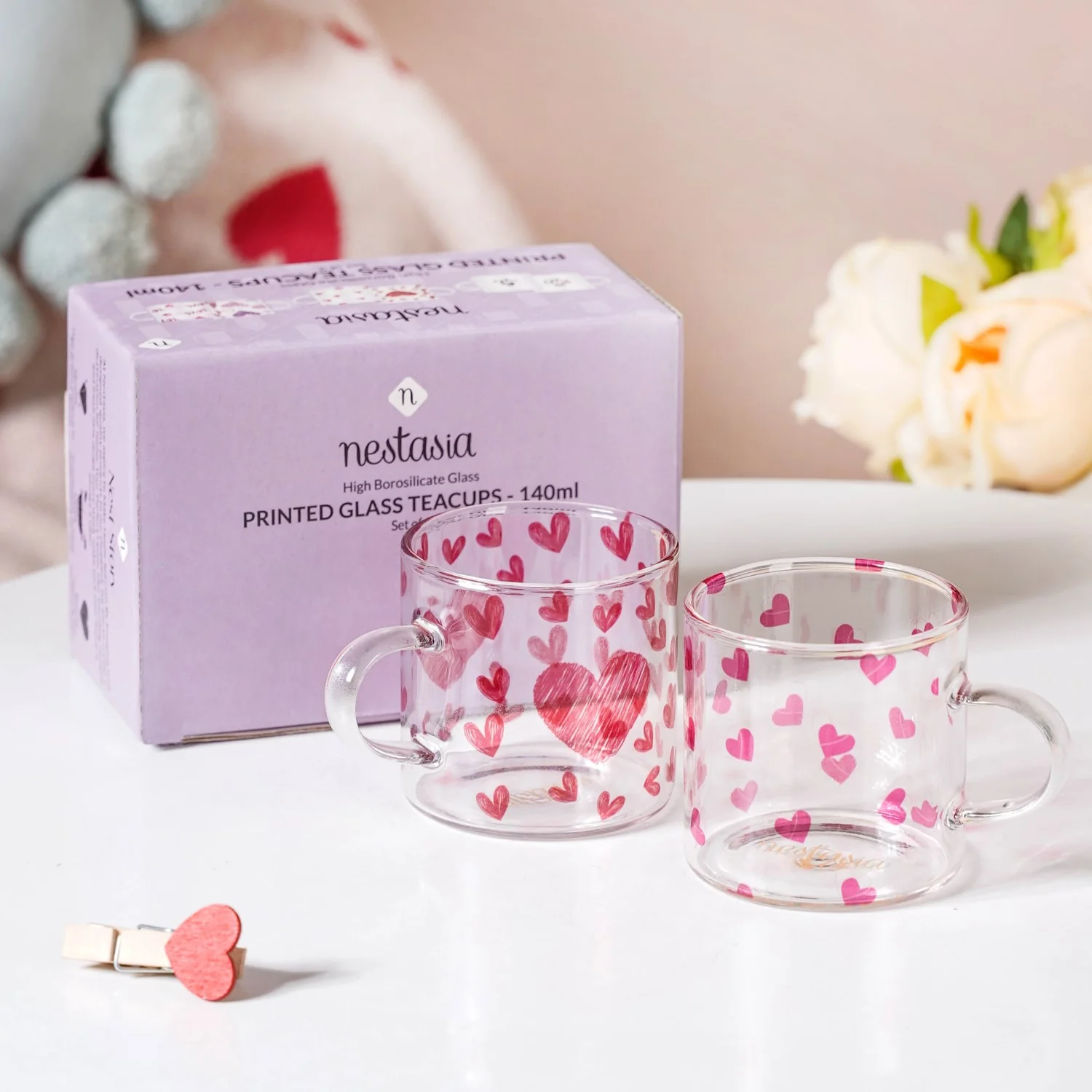 Little Hearts Glass Small Cup Set Of 2 140ml - Image 3