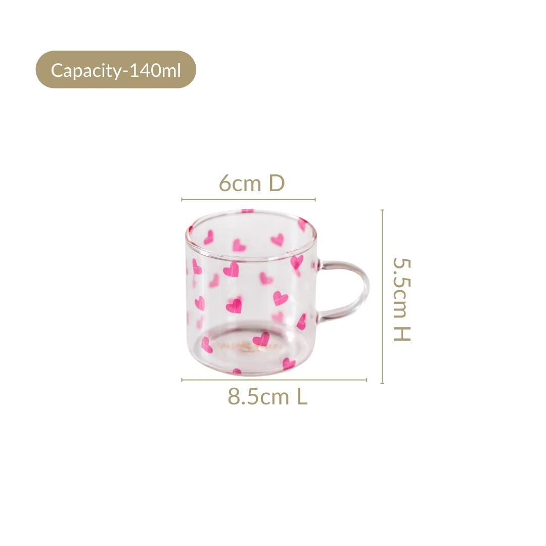 Little Hearts Glass Small Cup Set Of 2 140ml - Image 4