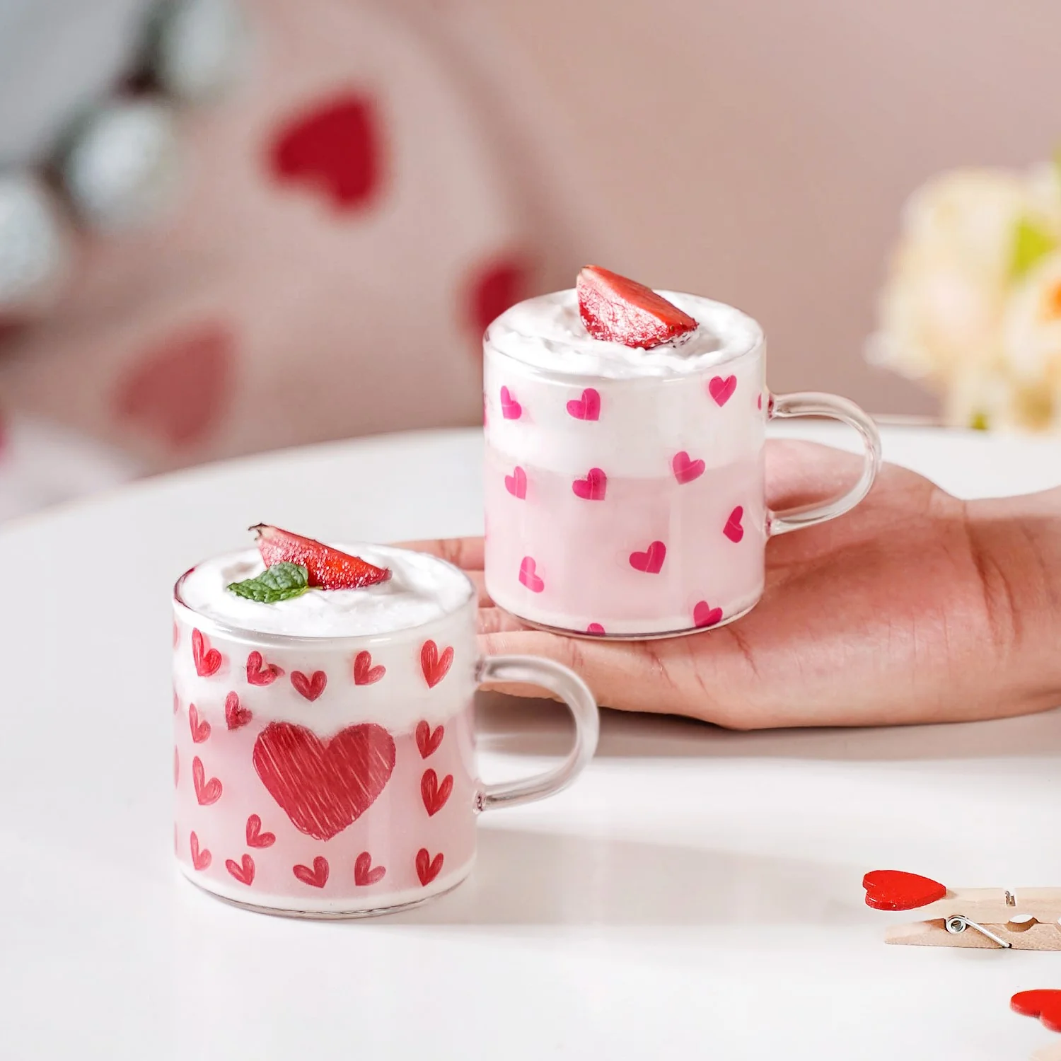 Little Hearts Glass Small Cup Set Of 2 140ml - Image 9