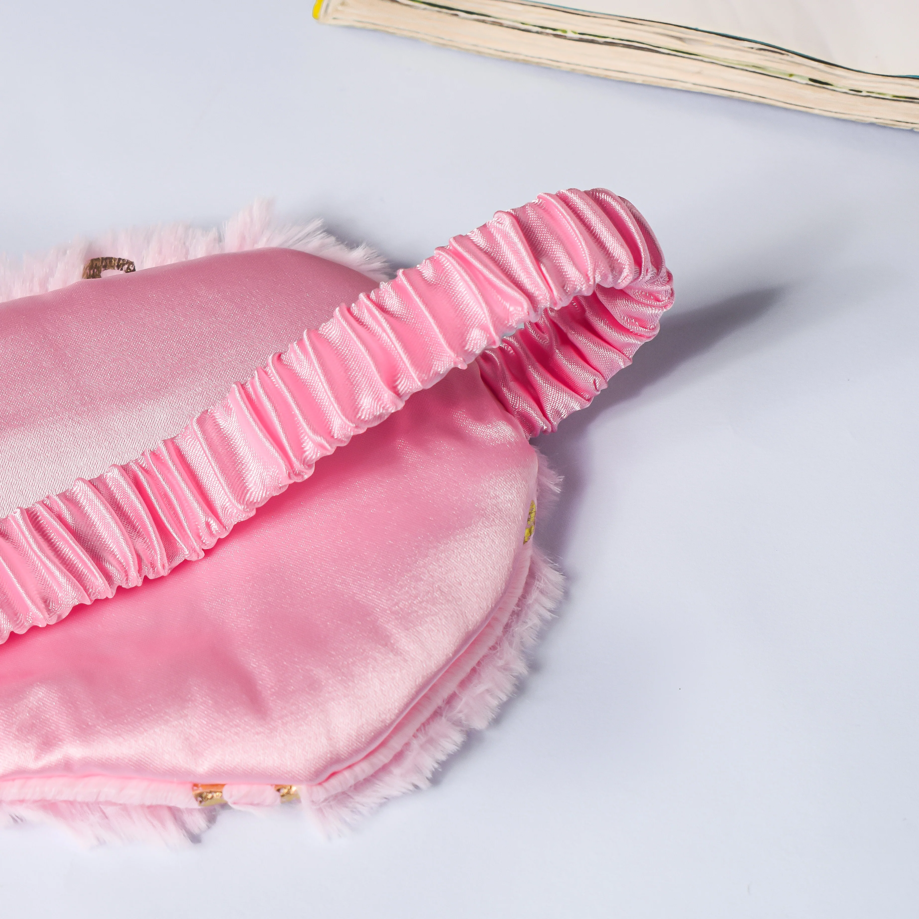 Little Hearts Plush Pink Travel Eye Mask - Image 5