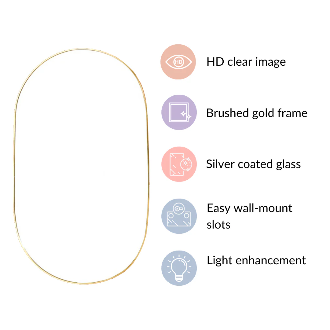 Living Room Oval Mirror Gold Large - Image 5