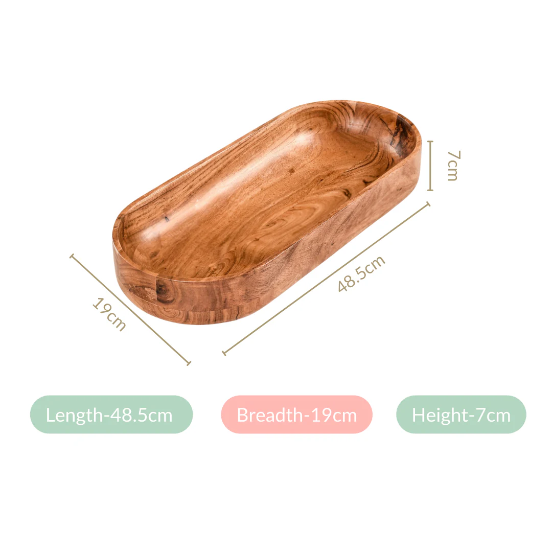 Long Acacia Wooden Platter For Centrepiece 19 Inch - Image 4