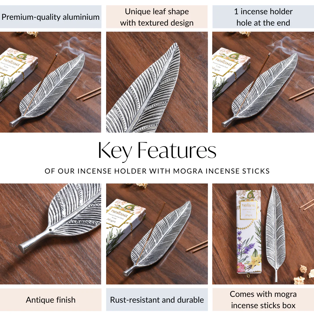 Long Leaf Incense Holder With Mogra Incense Sticks - Image 7