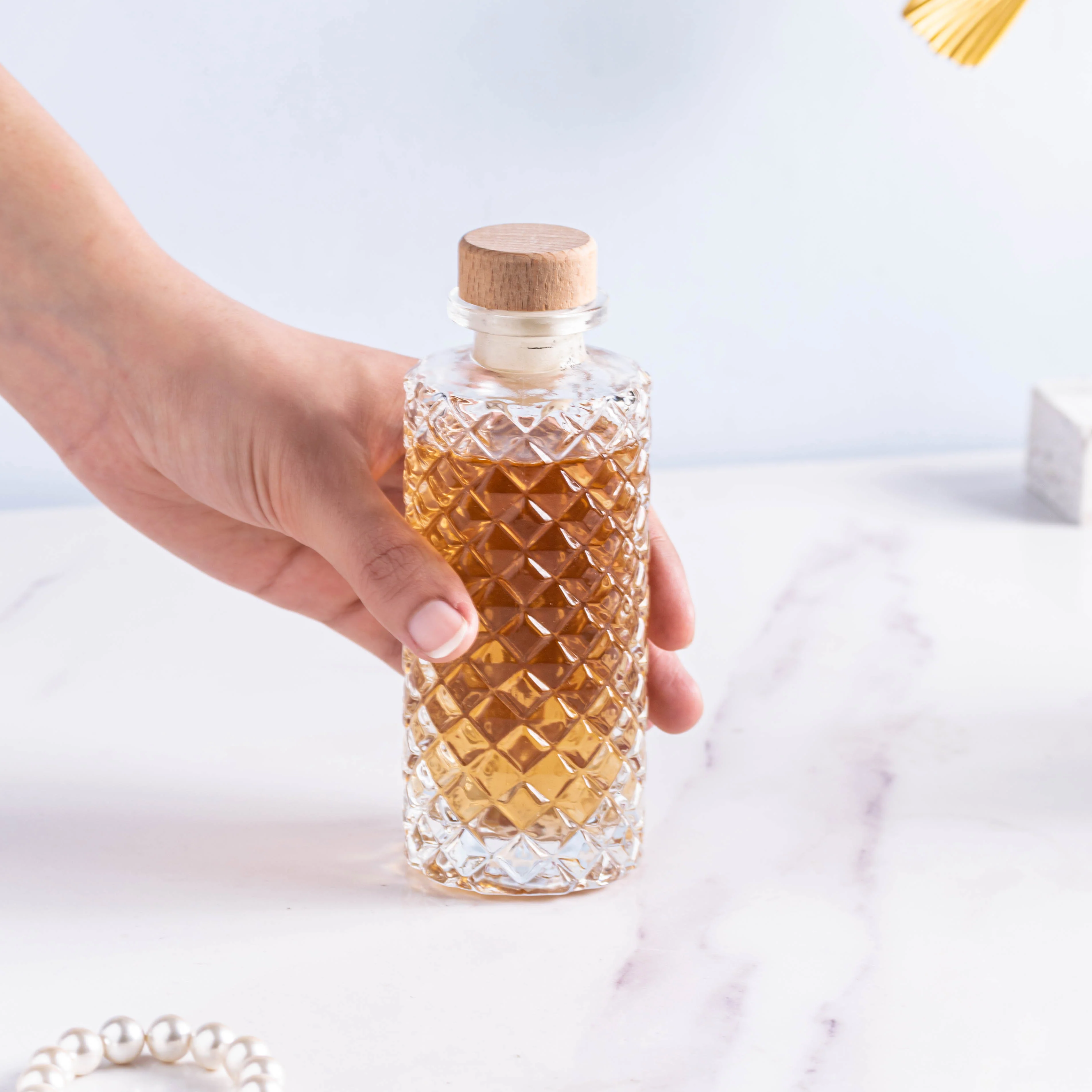 Long Rhombus Textured Decanter Bottle - Image 4