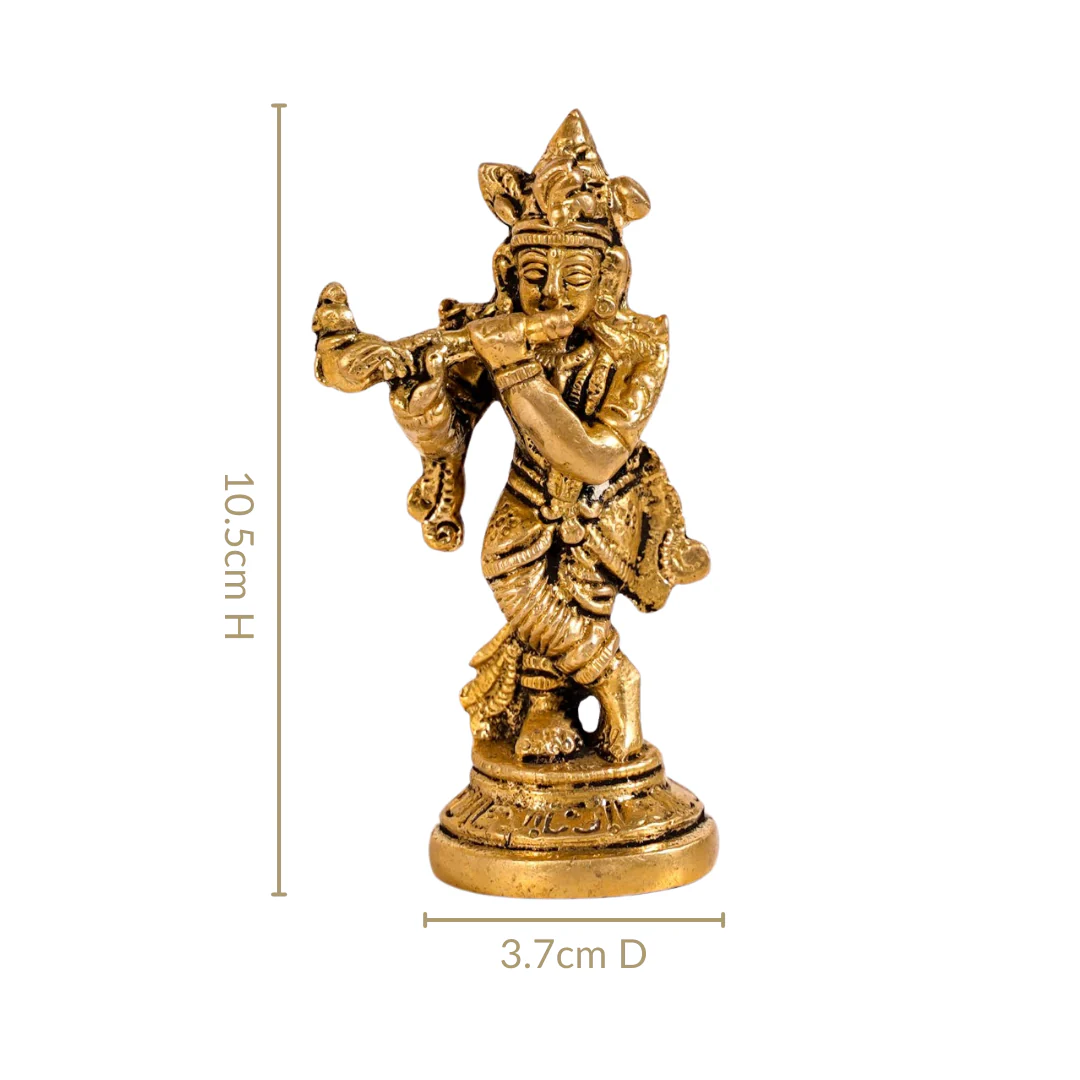 Lord Krishna Playing Flute Pure Brass Statue - Image 4