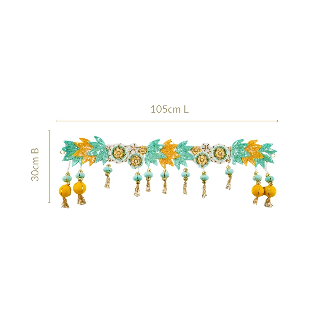 Lotus Beaded Tassel Toran Wall Hanging - Image 3
