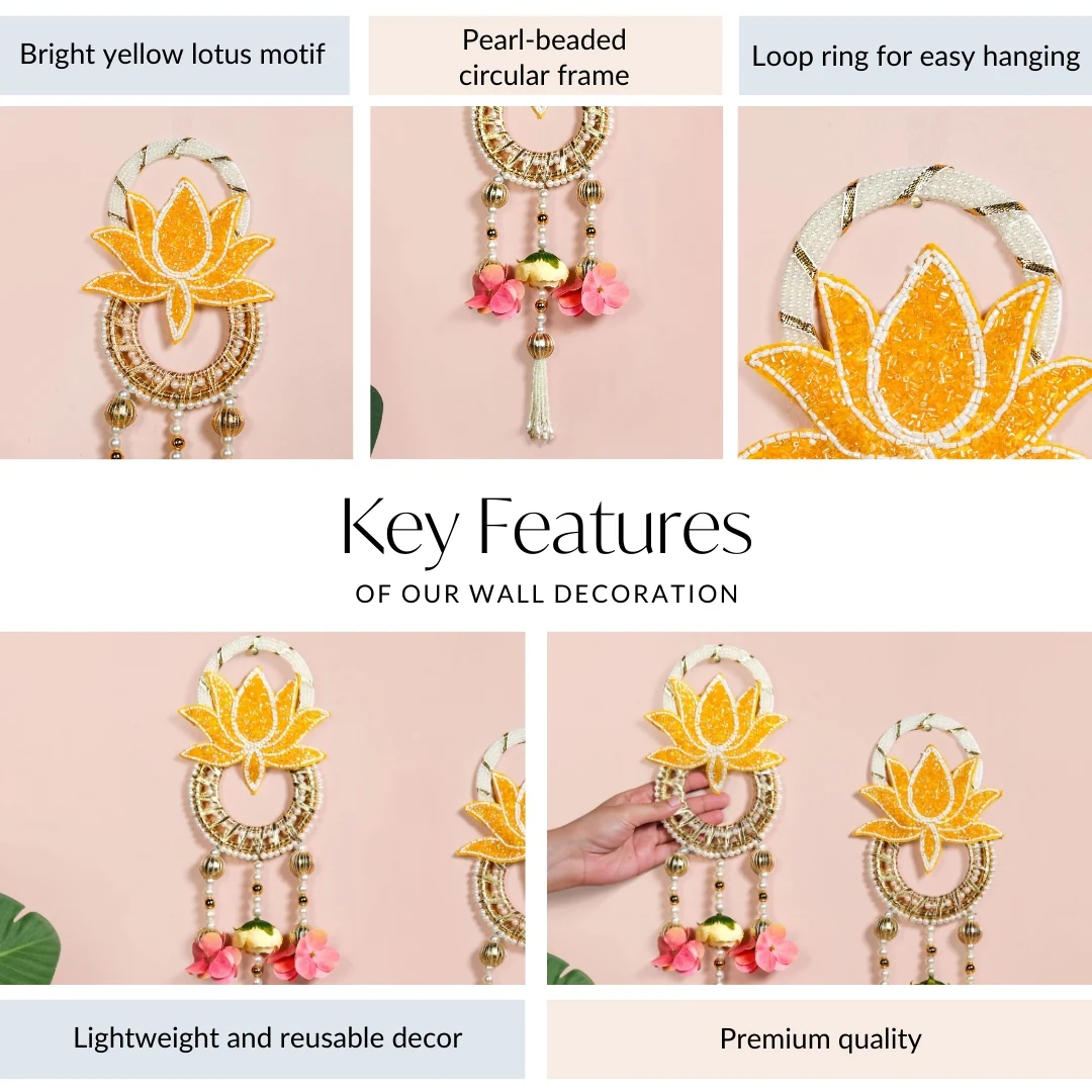 Lotus Charm Wall Hanging Set Of 2 In Yellow - Image 5