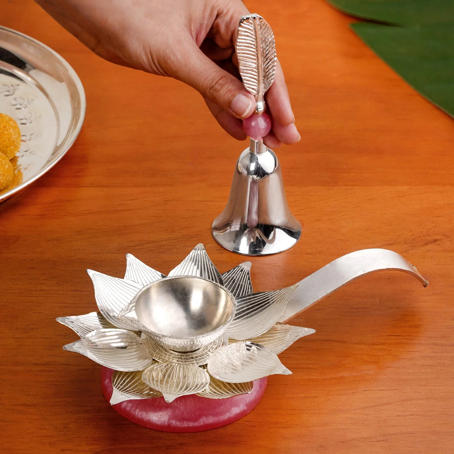 Lotus Diya And Ghanti Set - Image 2
