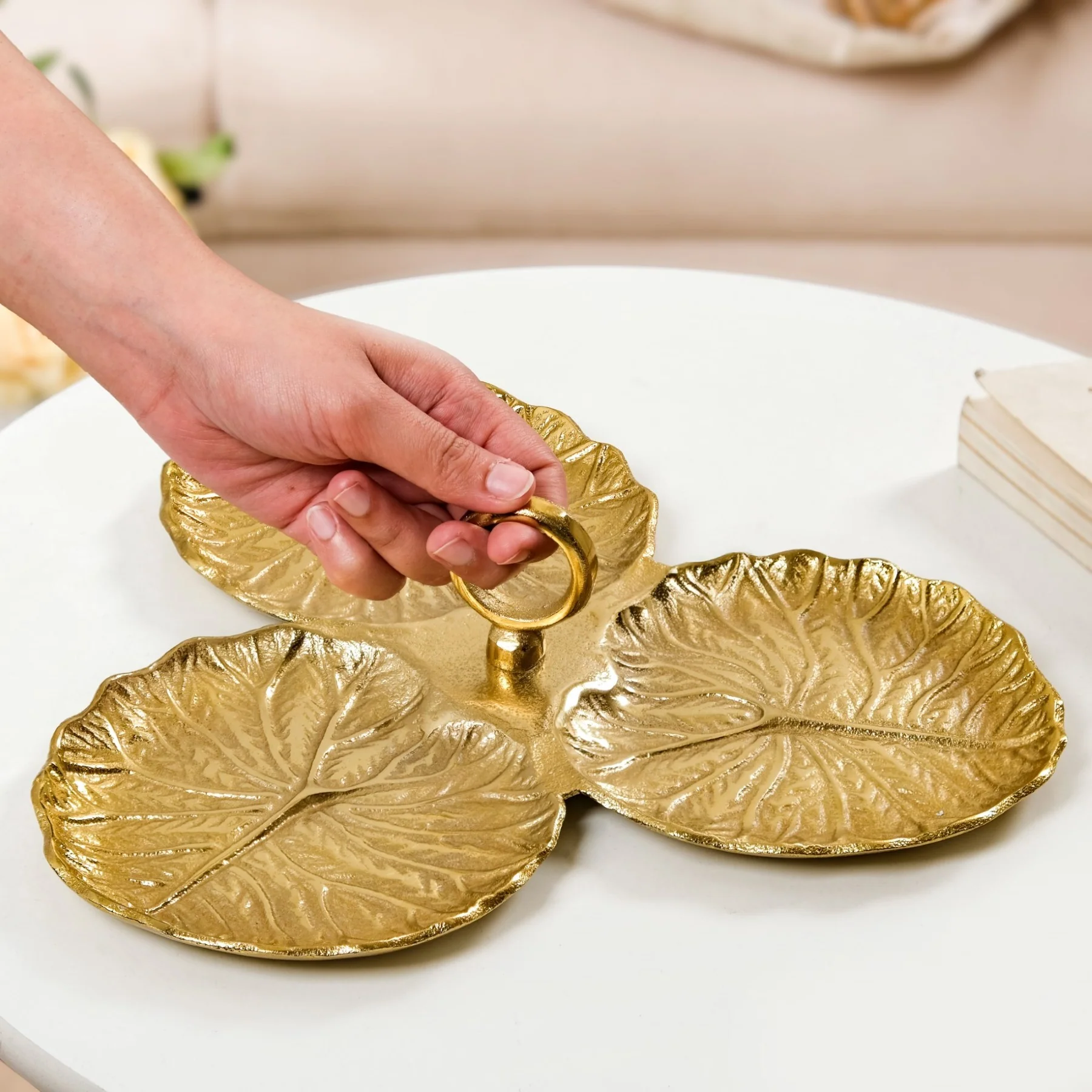 Lotus Leaf Trio Platter Gold - Image 3