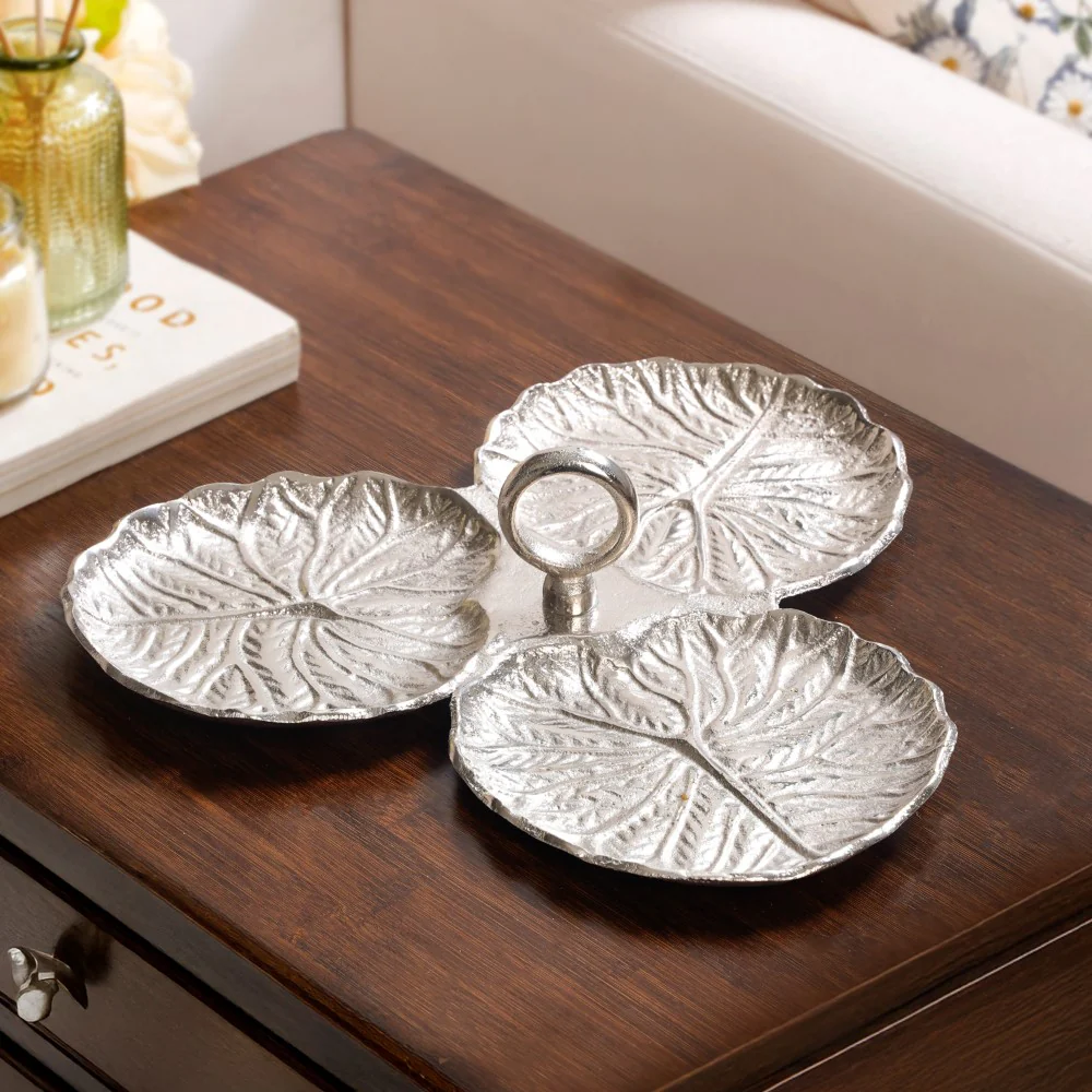 Lotus Leaf Trio Platter Silver