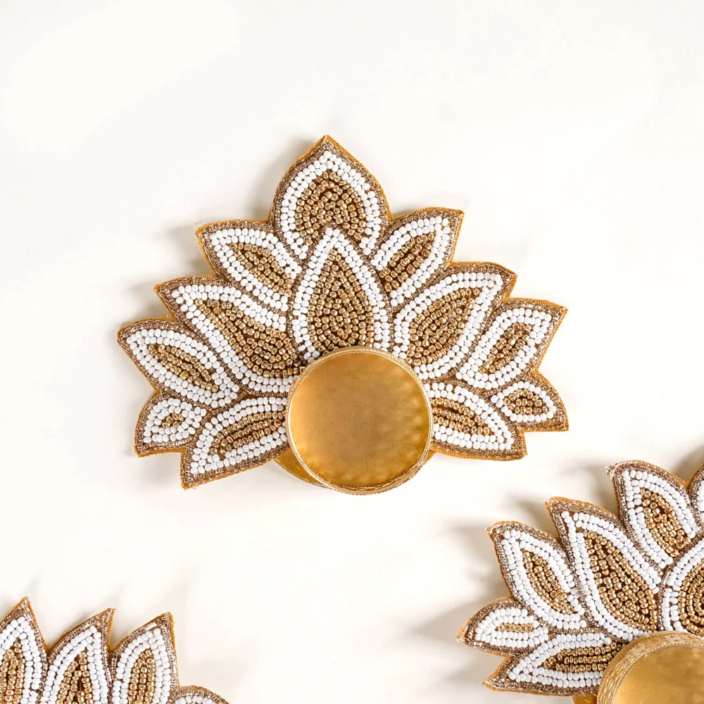 Lotus Tealight Candle Holder Set of 4 White - Image 6