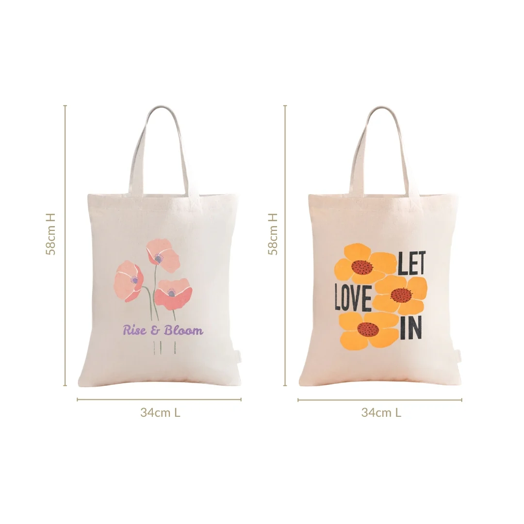 Love And Bloom Sustainable Canvas Tote Bag Set Of 2 - Image 4