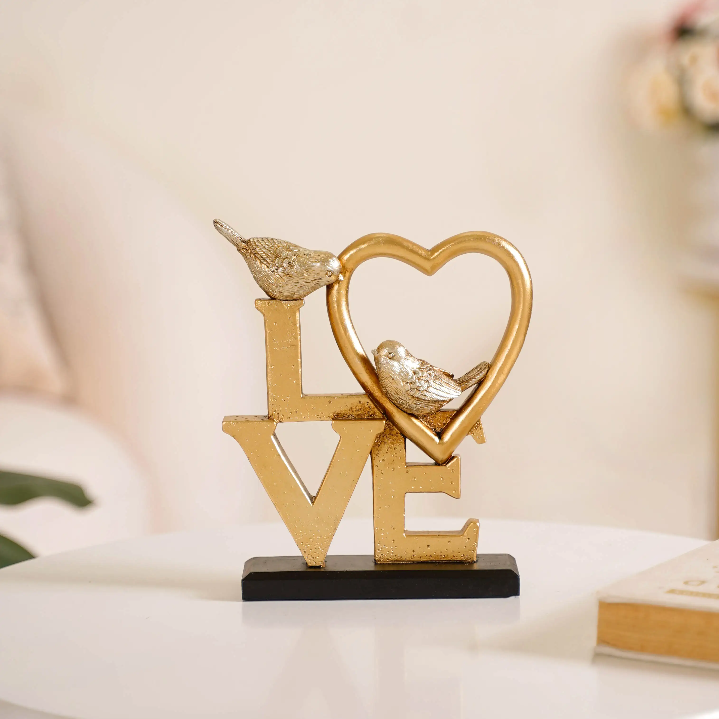 Love Birds Table Showpiece Gold - Image 4
