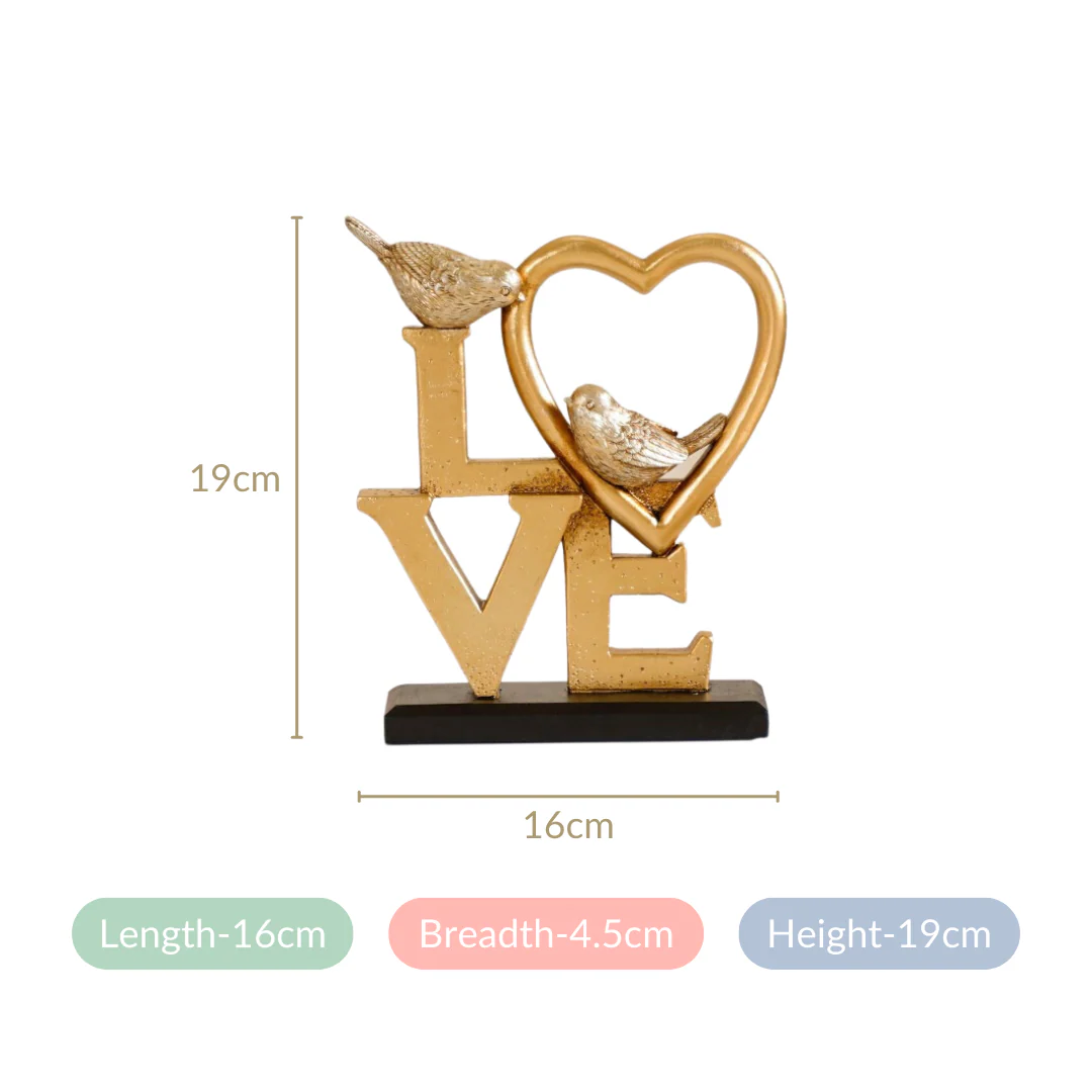 Love Birds Table Showpiece Gold - Image 8